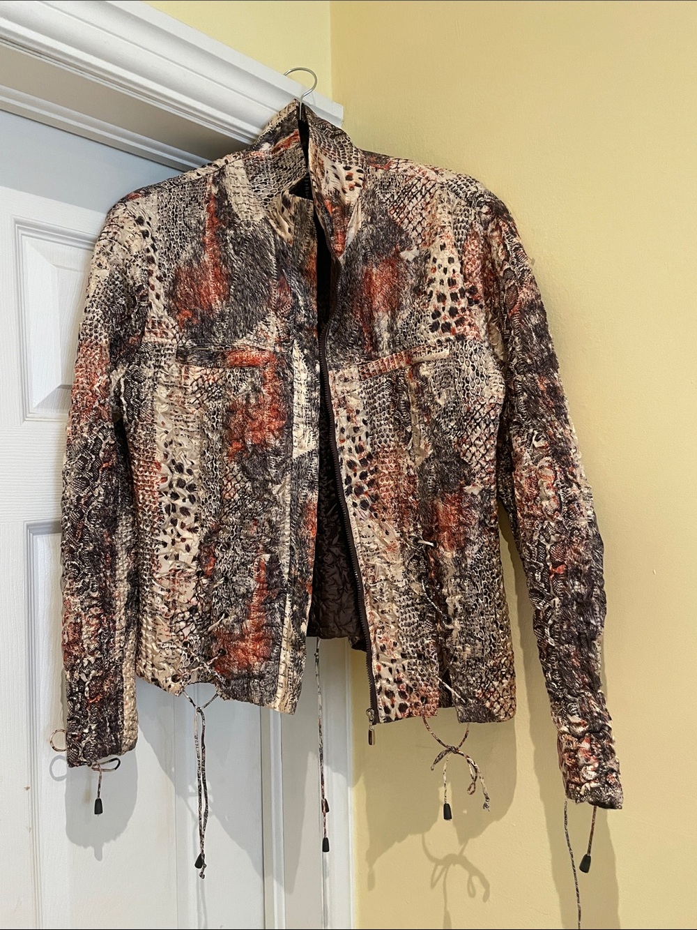 UBU Statement Piece Crinkle Jacket Lace-Up Detail Travel Chic Effortless Style